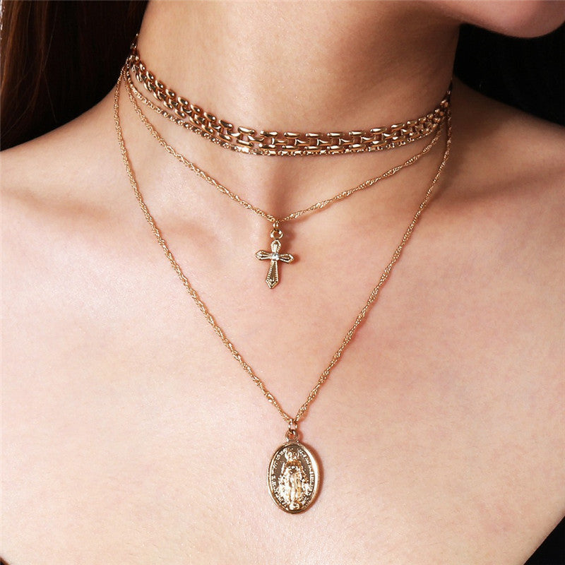 European And American New Personality All-match Multi-layer Alloy Necklace