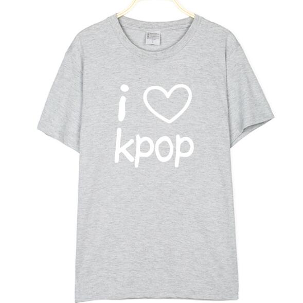 I LOVE KPOP Letter Print T Shirts for Men Women Cotton t-shirts