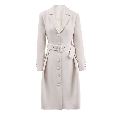 Belt and waist collection fashionable temperament single breasted solid color trench coat women's three-dimensional