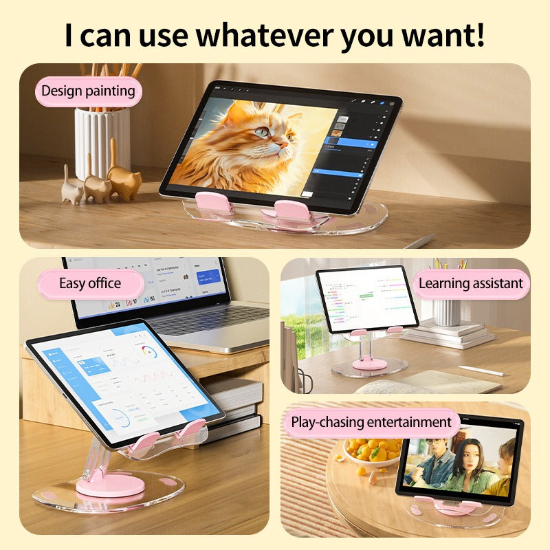 360 degree rotating acrylic tablet stand foldable portable pad stand phone stand desktop