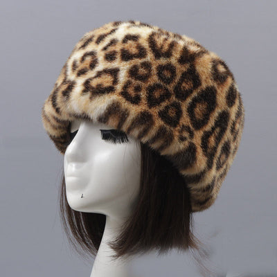 Autumn and winter imitation otter rabbit fur round flat top hat short furry fur thick furry brimless hat