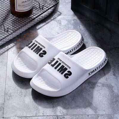 ASIFN Men Summer Beach Slippers Home Indoor Sweetlove Non-slip Simple Bathing Fashion Smile Printing Ladies Shoes Male Slides