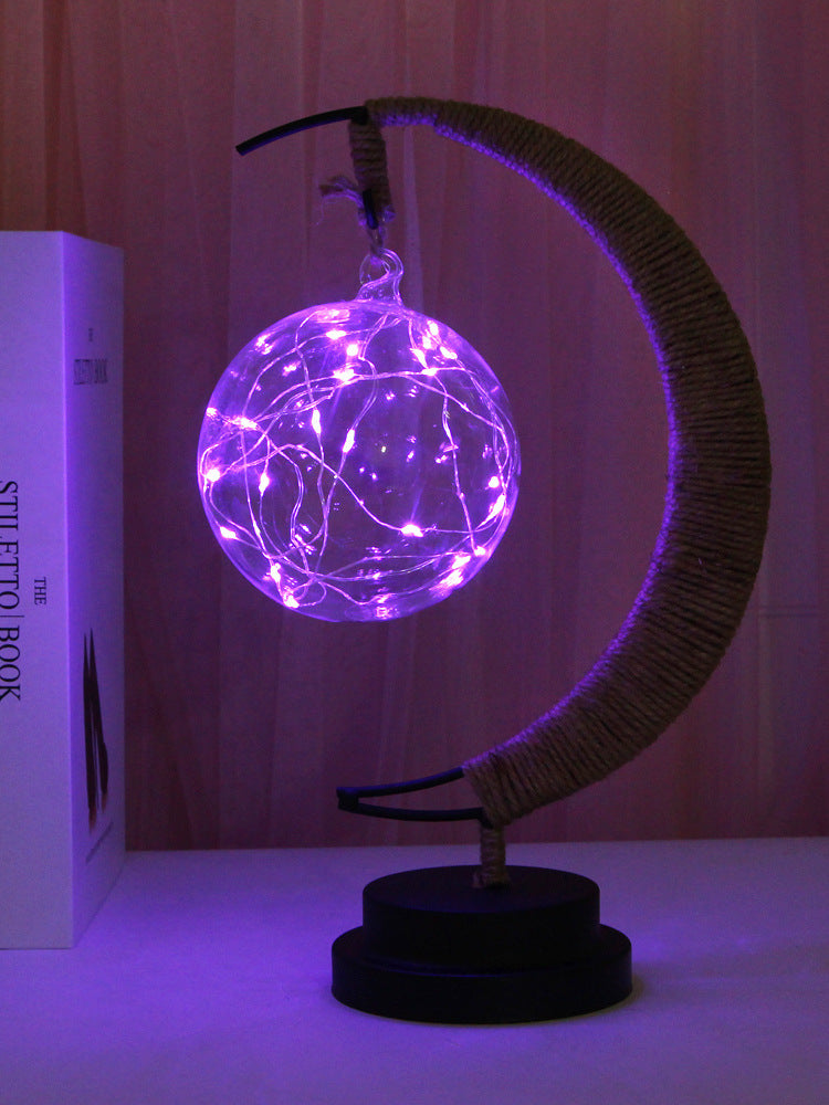 Led Lamp Stars Moon Night Light Rattan Ball Christmas