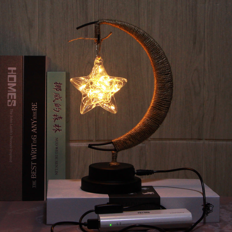 Led Lamp Stars Moon Night Light Rattan Ball Christmas