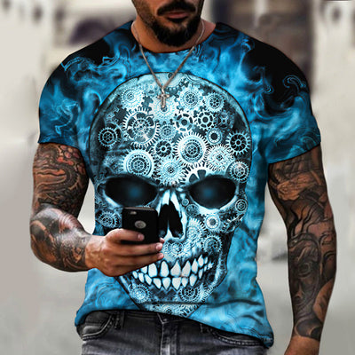 Summer Horror Skull 3D Digital Print for Men's T-Shirts