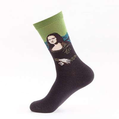 Fashionable Men's Medium Tube Socks Crazy Oil Painting Series Socks Men's Cotton Socks Long Socks