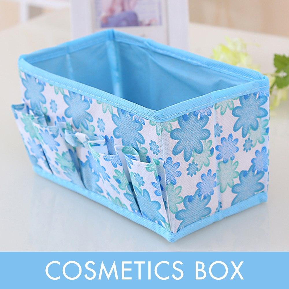 Multifunctional Folding Non Woven Make Up Desktop Cosmetic Organizer Storage Box Wardrobe Drawer Organizer for Scarfs Socks