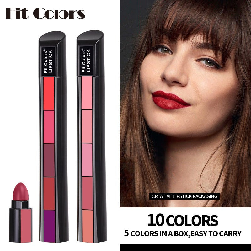 5 Colors Matte Velvet Lipstick Waterproof Sweatproof Lip Gloss Duration Colorfast Lipstick Non Stick Cup Lip Gloss Cosmetics