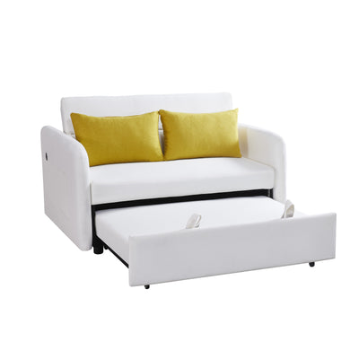 Twins Sofa Bed Cream White Fabric