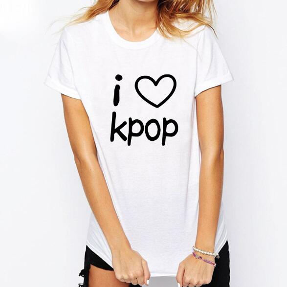 I LOVE KPOP Letter Print T Shirts for Men Women Cotton t-shirts