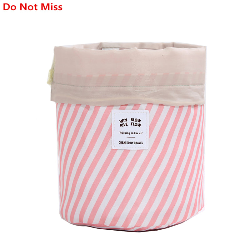 Round women makeup bag travel make up organizer Cosmetic bag female storage toiletry kit case