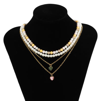 European And American French Retro Color Pearl Set Necklace Women