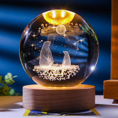 Starry Sky 3D Micro Landscape Crystal Ball Home Desktop Creative Interior Carving White Crystal Ball Ornament Craft Gift product