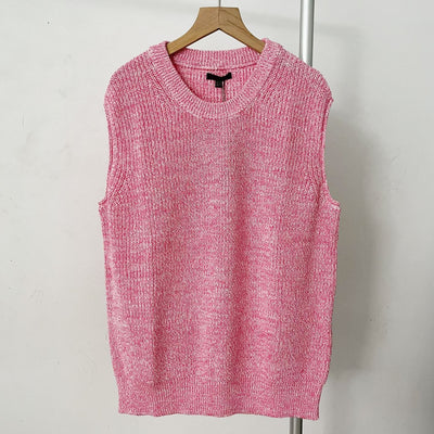 Round neck knitted ribbed pink vest vest vest