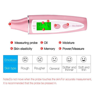 3-in-1 Skin Moisture Detector Skin Oil Content Analyzer LCD Digital Facial Skin Moisture Meter Skin Care Tester