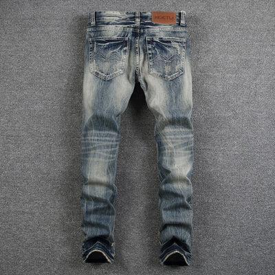 Mens Jeans Destroyed Ripped Jeans For Men Casual Pants Slim Fit Brand Streetwear Stretch Biker Jeans Trousers