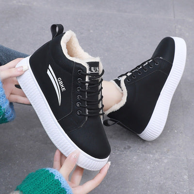 Velvet high top cotton shoes for women thick sole thick versatile Korean version snow cotton boots for women