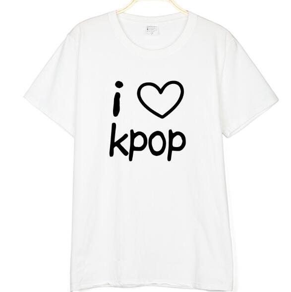 I LOVE KPOP Letter Print T Shirts for Men Women Cotton t-shirts