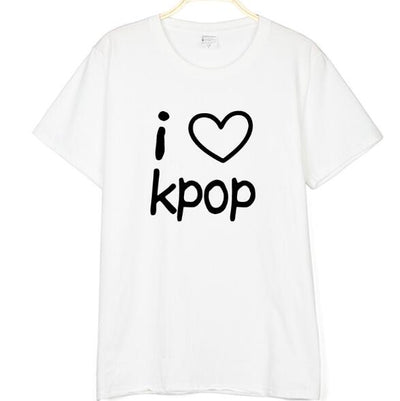 I LOVE KPOP Letter Print T Shirts for Men Women Cotton t-shirts