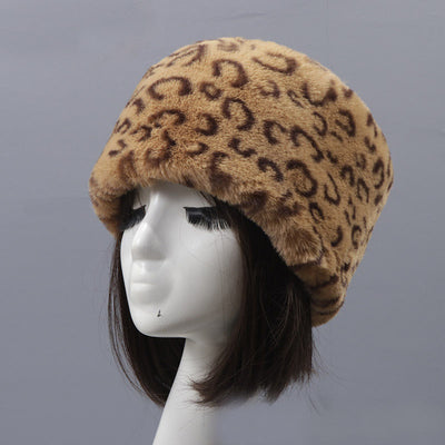 Autumn and winter imitation otter rabbit fur round flat top hat short furry fur thick furry brimless hat