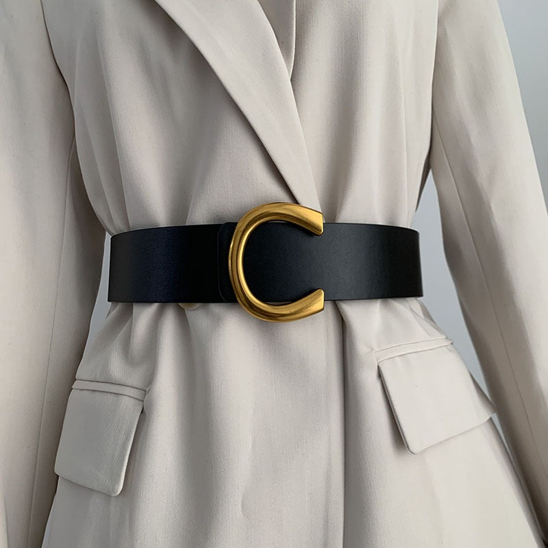 Wide waistband women's black waistband suit jacket sweater belt with dress