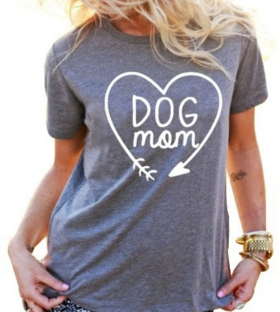 Dog Mom T Shirt for Animal Lovers T-Shirts Short Sleeve Lady Top Shirts Women Tops Tees