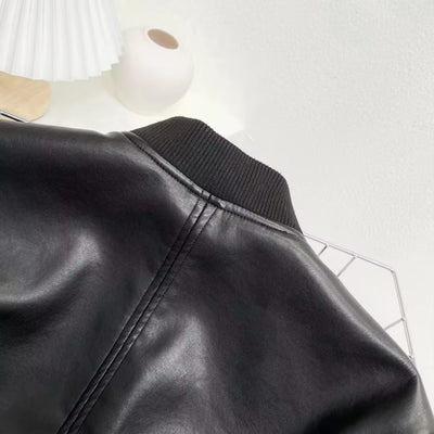 Woman Zipper Leather Jackets Perfecto Leather New In Outerwears Aviator Woman Y2K High Street Long Sleeve