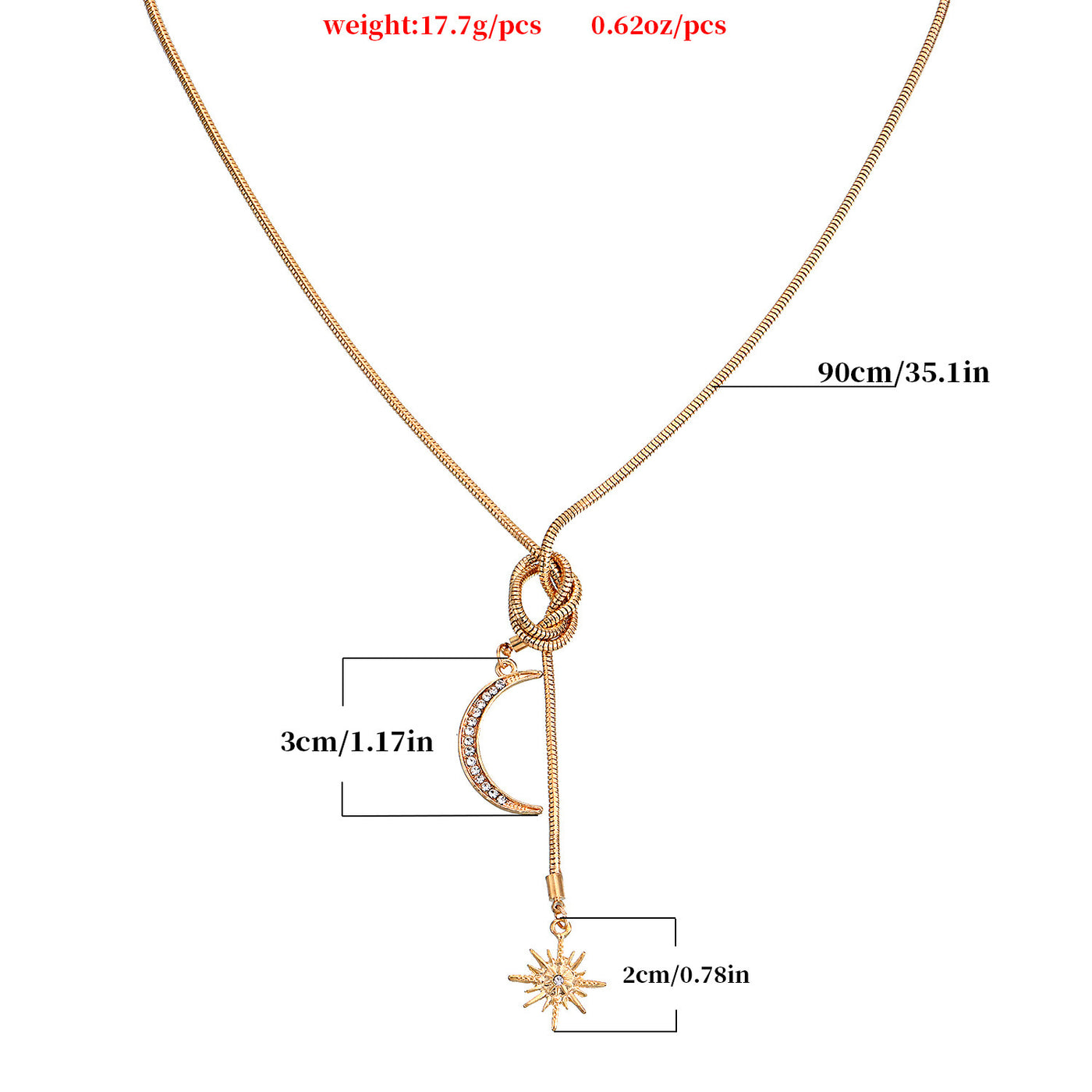 Simple Snake Bone Chain Sun Flower Diamond Crescent Pendant Necklace