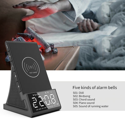 Three in one wireless charger Bluetooth speaker wireless charging alarm clock phone holder