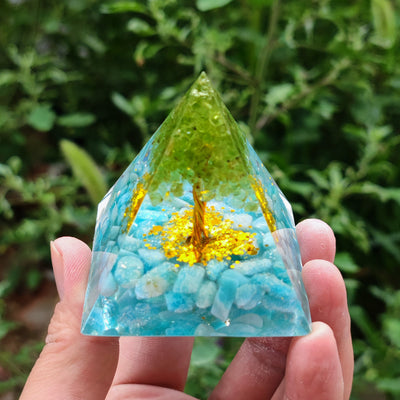 Crystal Ball Gravel Pyramid Artwork Resin