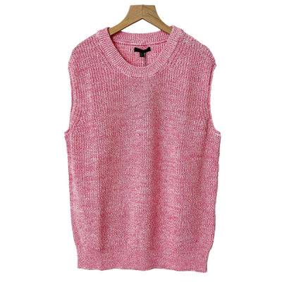 Round neck knitted ribbed pink vest vest vest