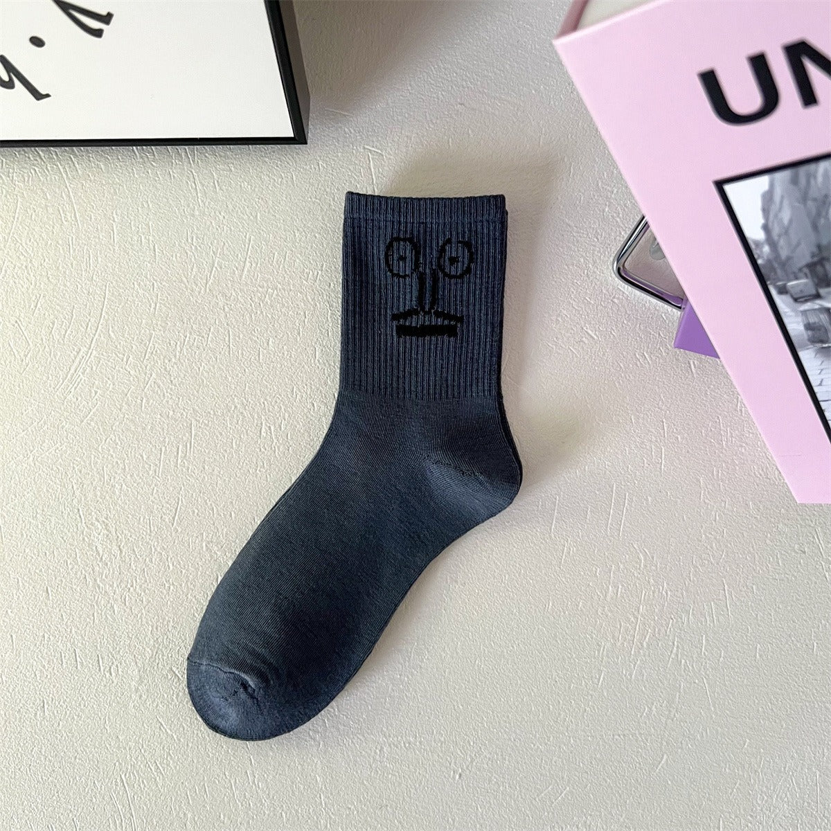 FUCK it socks, men's mid length socks, men's striped short socks, sweat absorbing and odor resistant socks