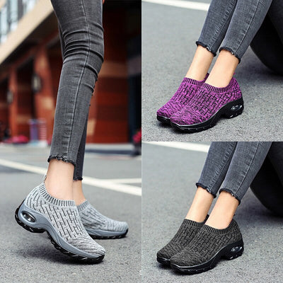 Spring Women Sneakers Shoes Flat Slip on Platform Sneakers for Women Black Breathable Mesh Sock Sneakers Shoes