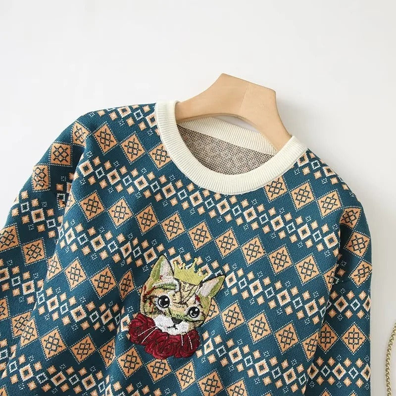 Retro pullover sweater