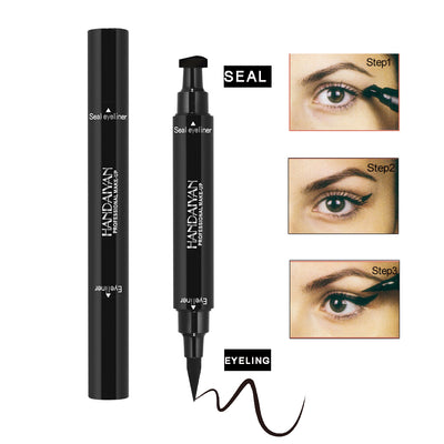 HANDAIYAN Double Headed Seal Eyeliner Triangle Seal Eyeliner 2 In 1 Waterproof Eyeliner Make Up