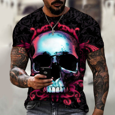 Summer Horror Skull 3D Digital Print for Men's T-Shirts