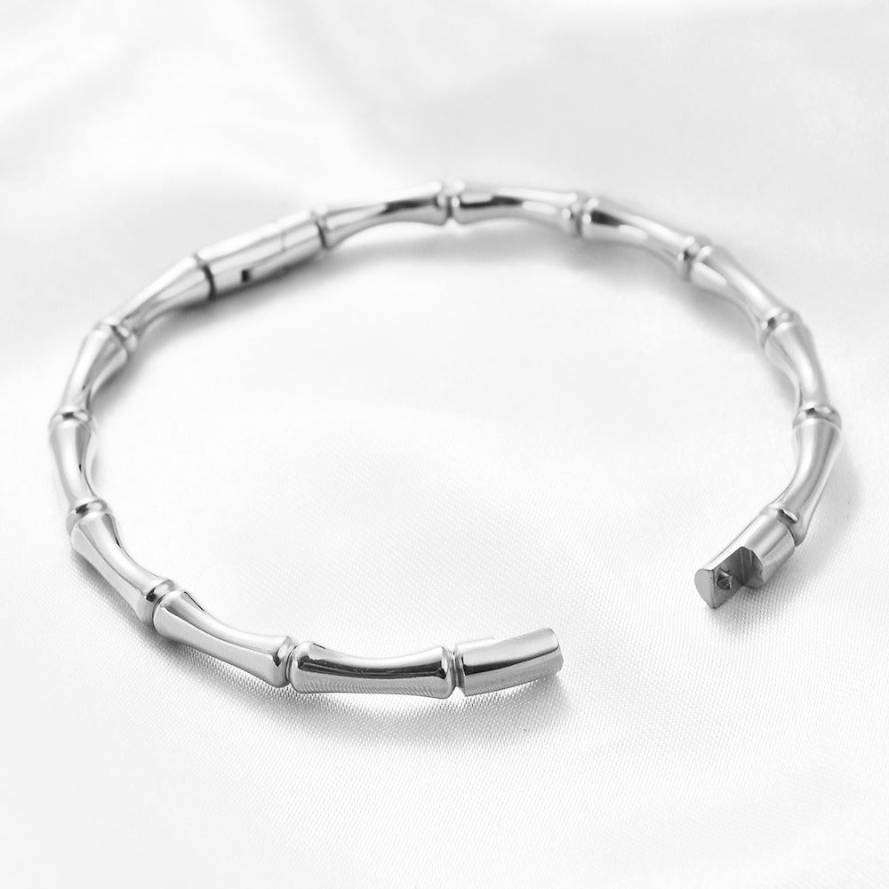 Bracelet Simple Round Bamboo Knot 5MM Stainless Steel Magnetic Bracelet