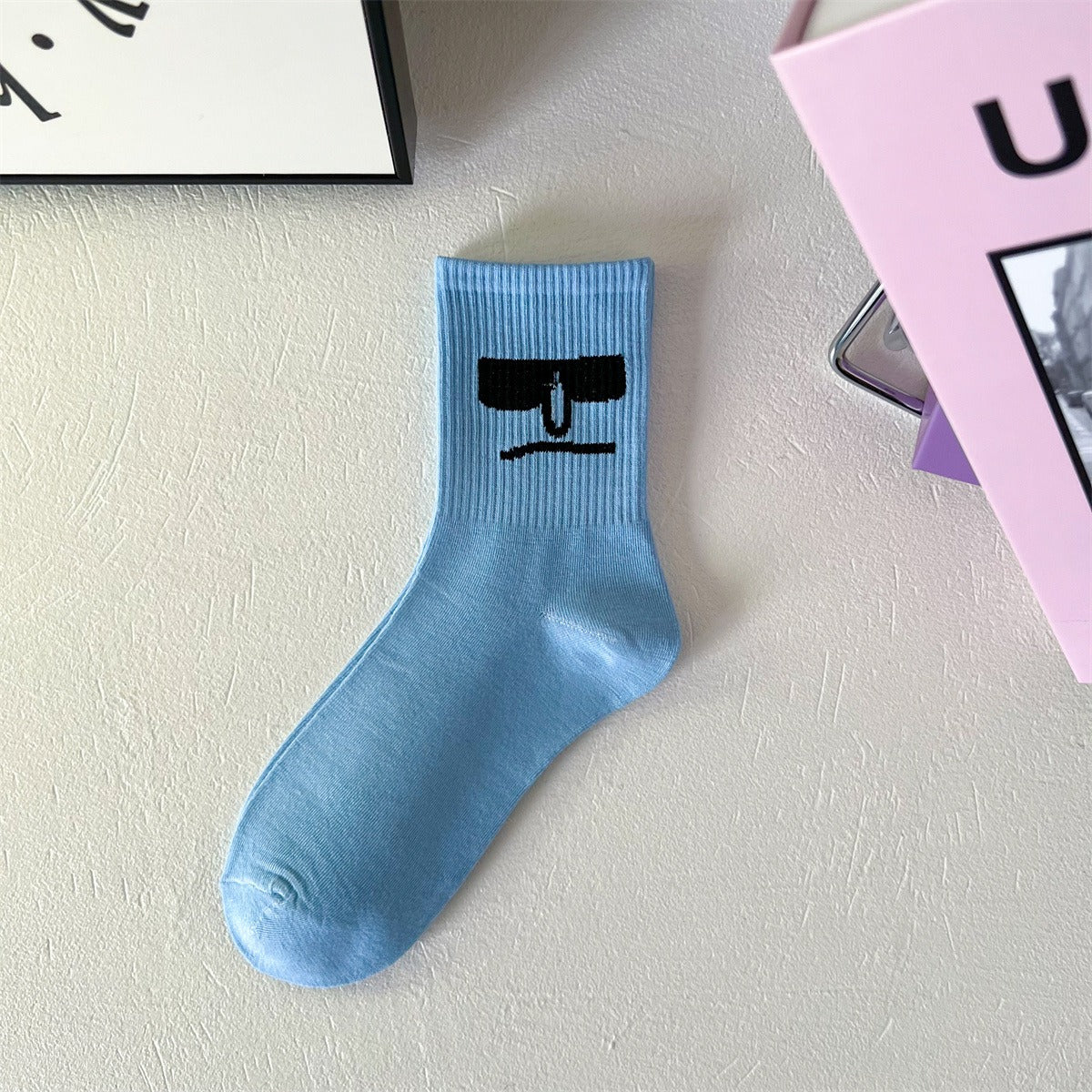 FUCK it socks, men's mid length socks, men's striped short socks, sweat absorbing and odor resistant socks