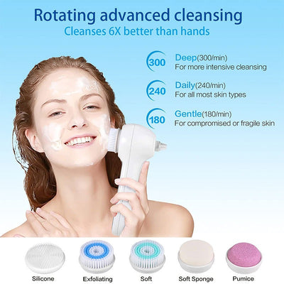 3 In 1 Electric Facial Cleaner Sonic Vibration Facial Brush Machine Waterproof Facial Cleansing Brush