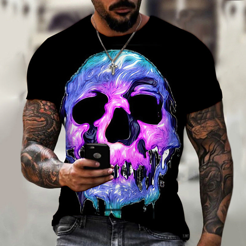 Summer Horror Skull 3D Digital Print for Men's T-Shirts