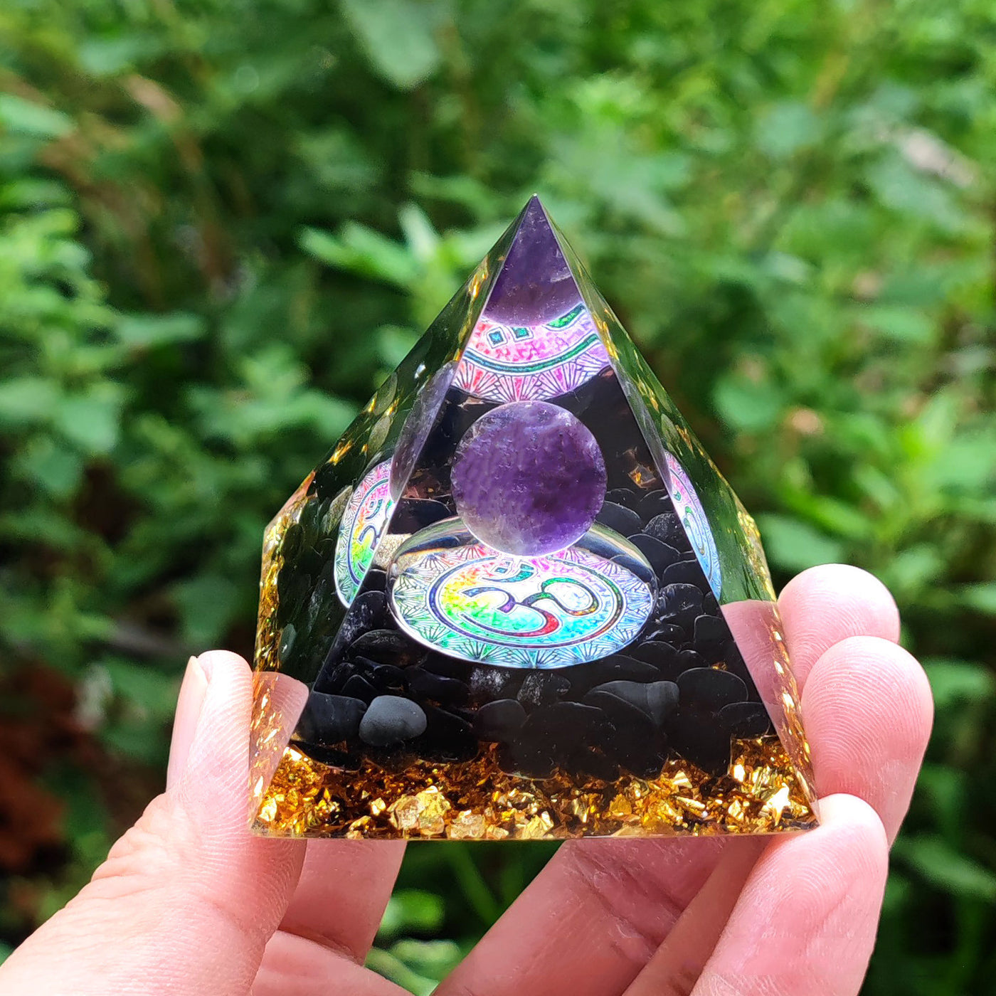 Crystal Ball Gravel Pyramid Artwork Resin