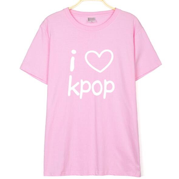 I LOVE KPOP Letter Print T Shirts for Men Women Cotton t-shirts