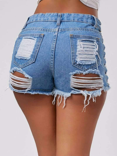 High Waist Ripped Jeans Short