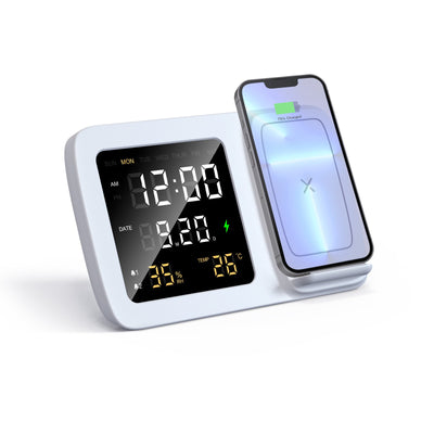 Digital clock wireless charging 15W intelligent three in one alarm clock wireless charging calendar desktop charging