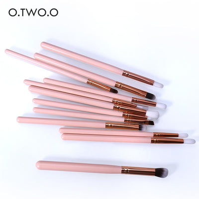 O.TWO.O 12pcs Eye Brushes Set Make up Tool Kit For Eyes Eye Liner Shader natural-synthetic hair