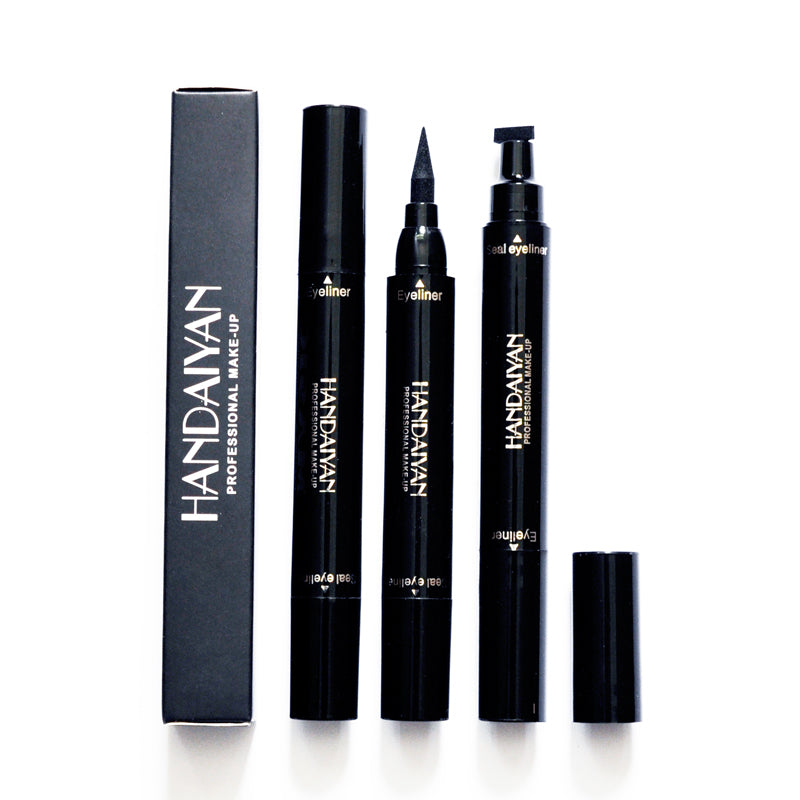 HANDAIYAN Double Headed Seal Eyeliner Triangle Seal Eyeliner 2 In 1 Waterproof Eyeliner Make Up