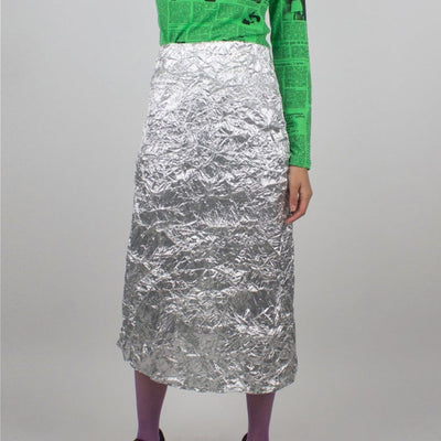 Half length skirt with pleated high waist and split back, fashionable and versatile, hip hugging skirt