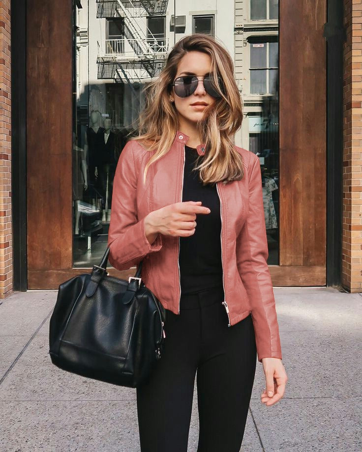 New hot selling women's fashionable leather jacket PU suit jacket