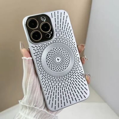 Breathable Heat Dissipation Mesh Shell For iPhone 15 15Pro 15 ProMax Phone Case Magnetic Suction Charging Skin Protection Covers