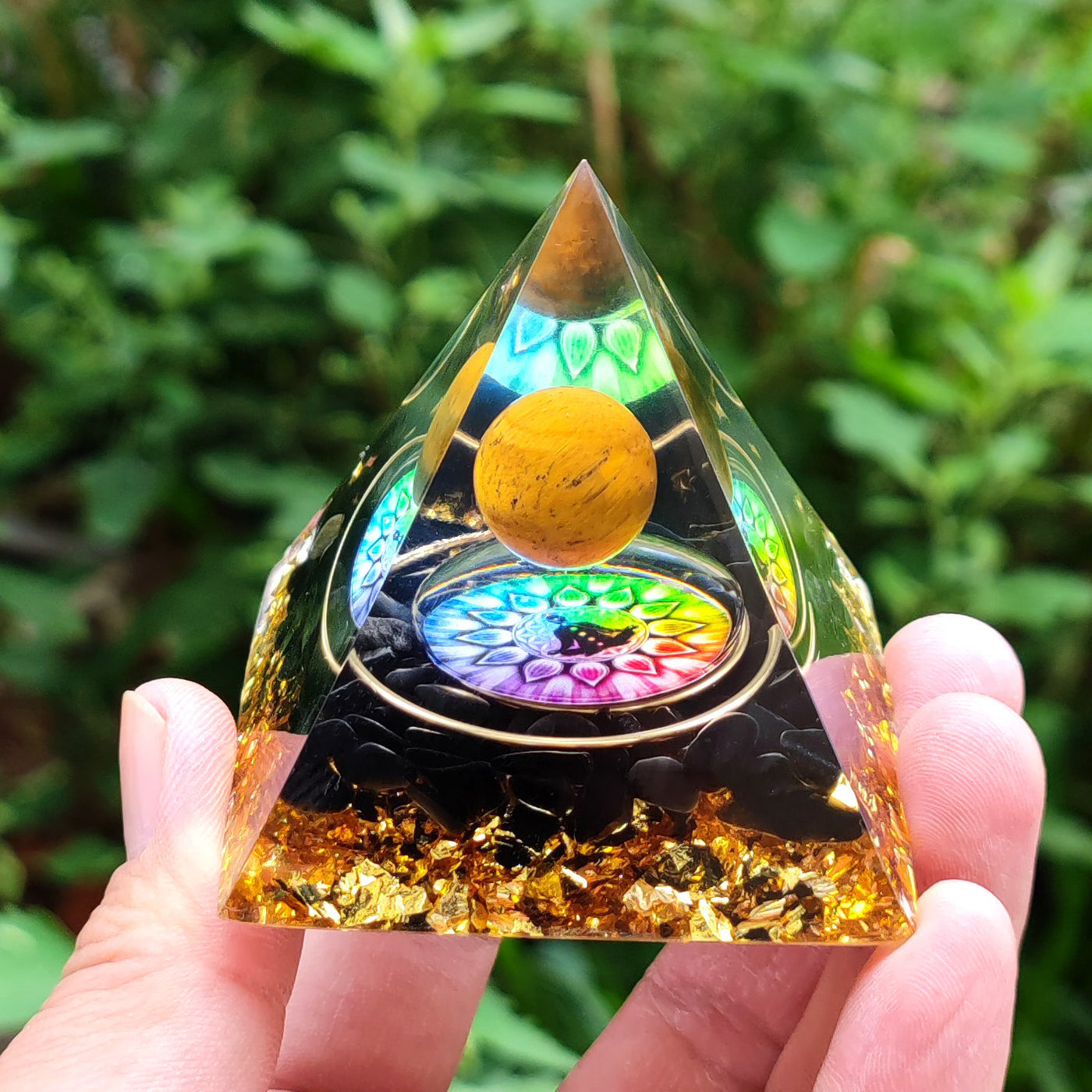 Crystal Ball Gravel Pyramid Artwork Resin